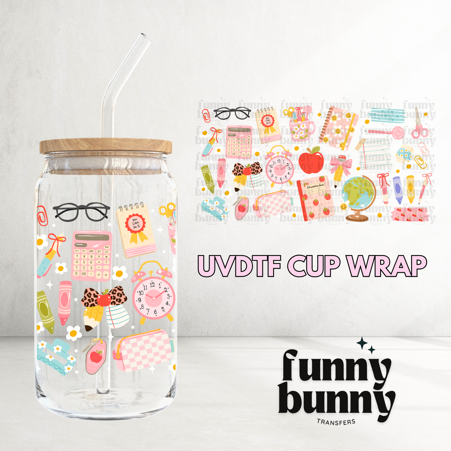 Coquette School Essentials - 16oz UVDTF Cup Wrap