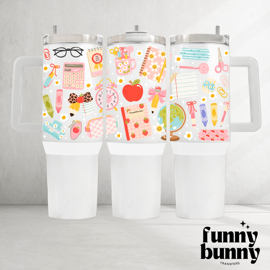 Coquette School Essentials - 40oz UVDTF Tumbler Wrap