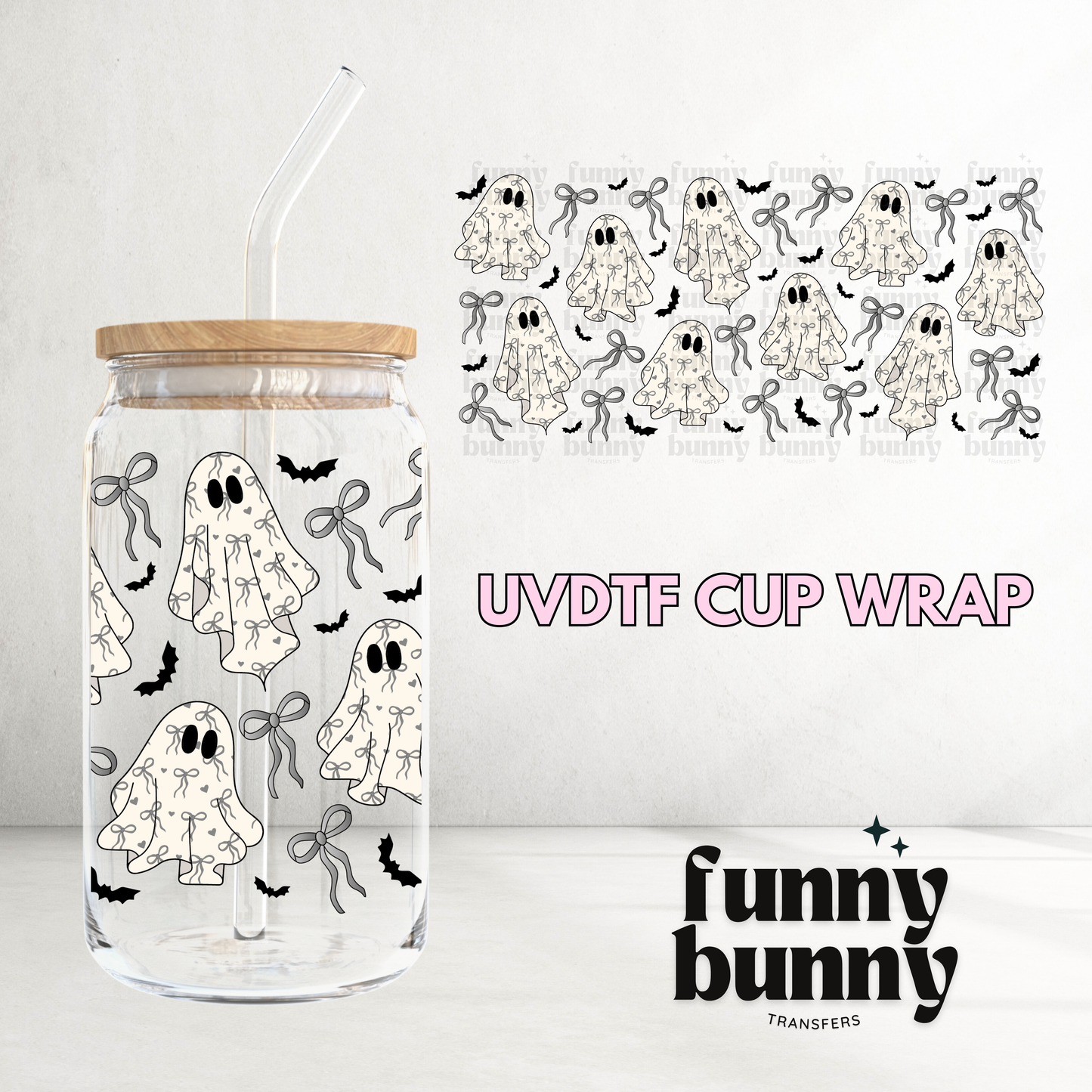 Coquette Spooky Ghosts - 16oz UVDTF Cup Wrap