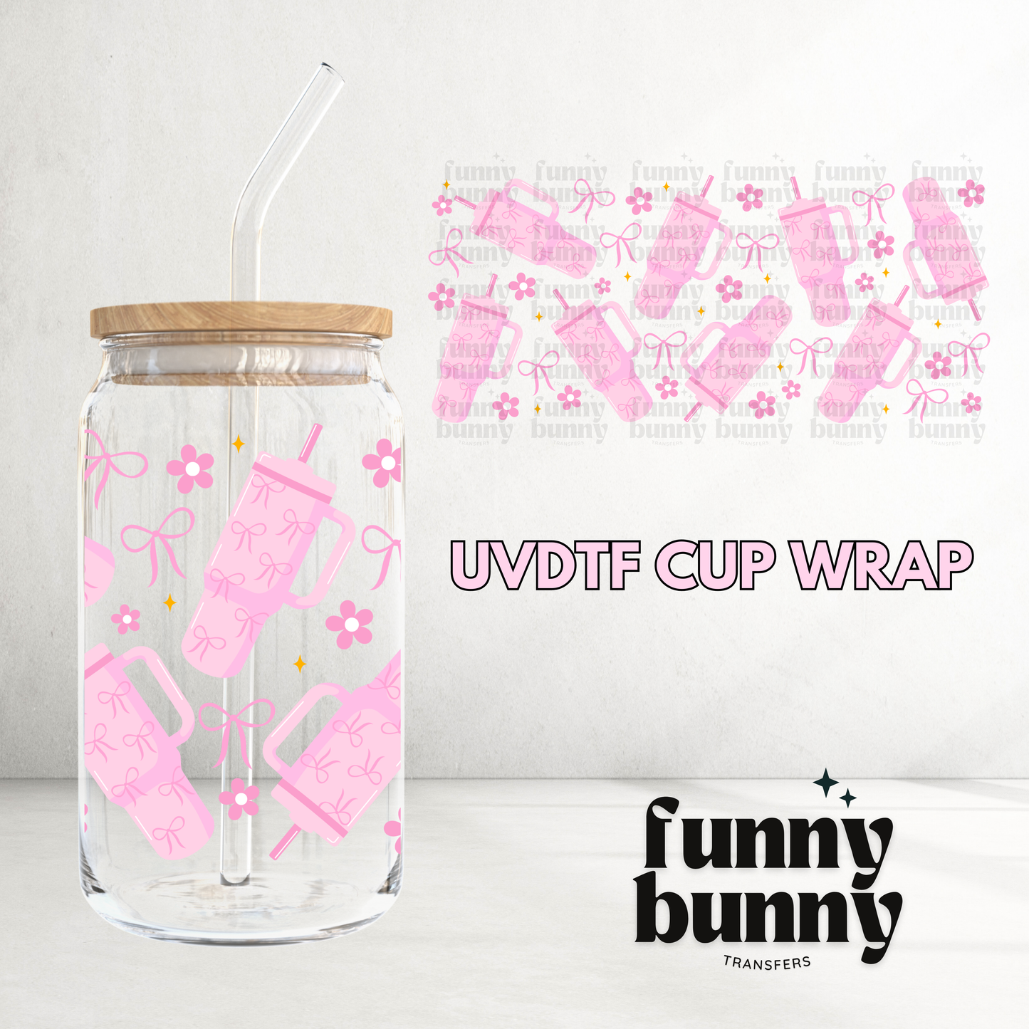 Coquette Stan Cups - 16oz UVDTF Cup Wrap