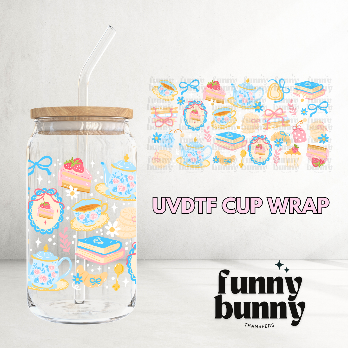 Cottage Tea Party - 16oz UVDTF Cup Wrap