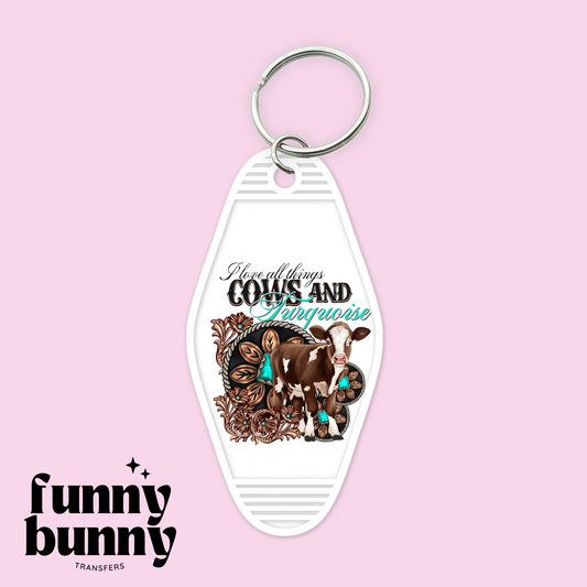 Cows & Turquoise - Motel Keychain