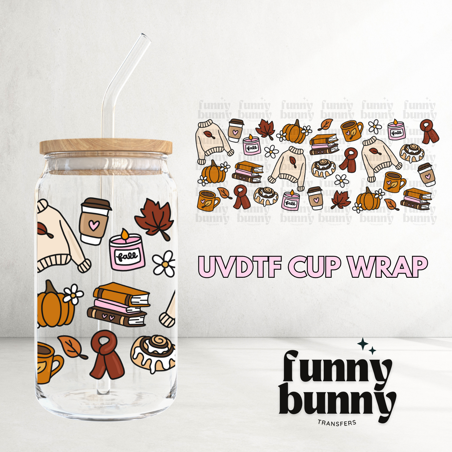 Cozy Fall Girl 2.0 - 16oz UVDTF Cup Wrap