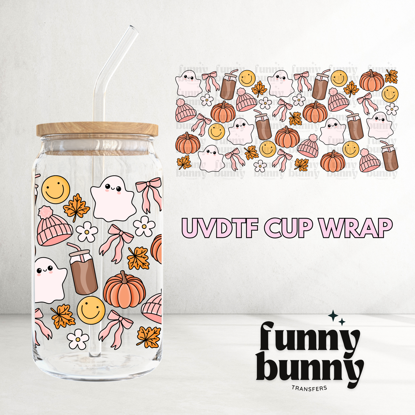 Cozy Ghost Cups - 16oz UVDTF Cup Wrap