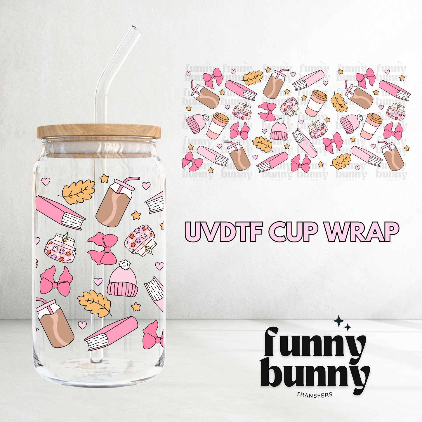 Cozy Pink Girly - 16oz UVDTF Cup Wrap