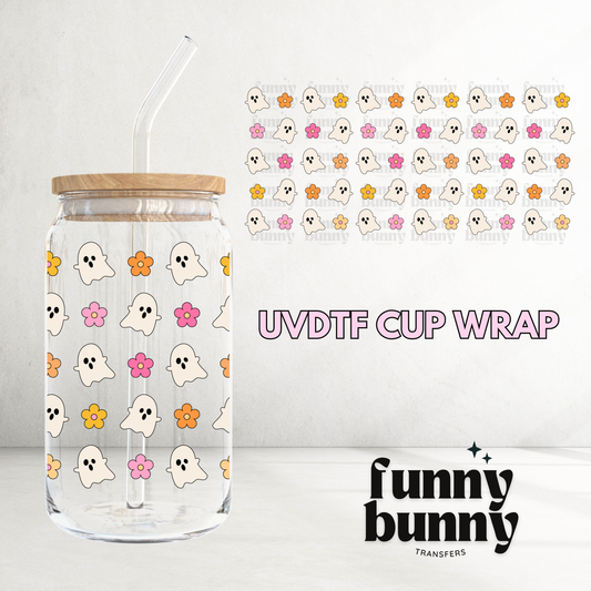 Cutie Retro Ghosts - 16oz UVDTF Cup Wrap