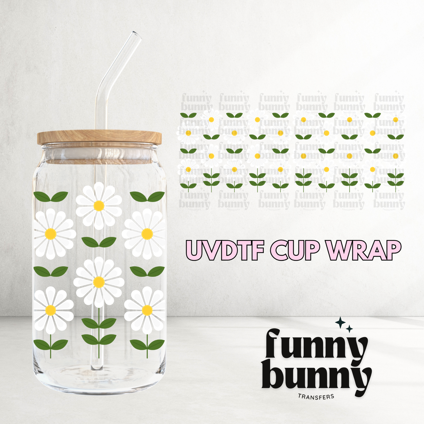 Daisies Wildflowers - 16oz UVDTF Cup Wrap