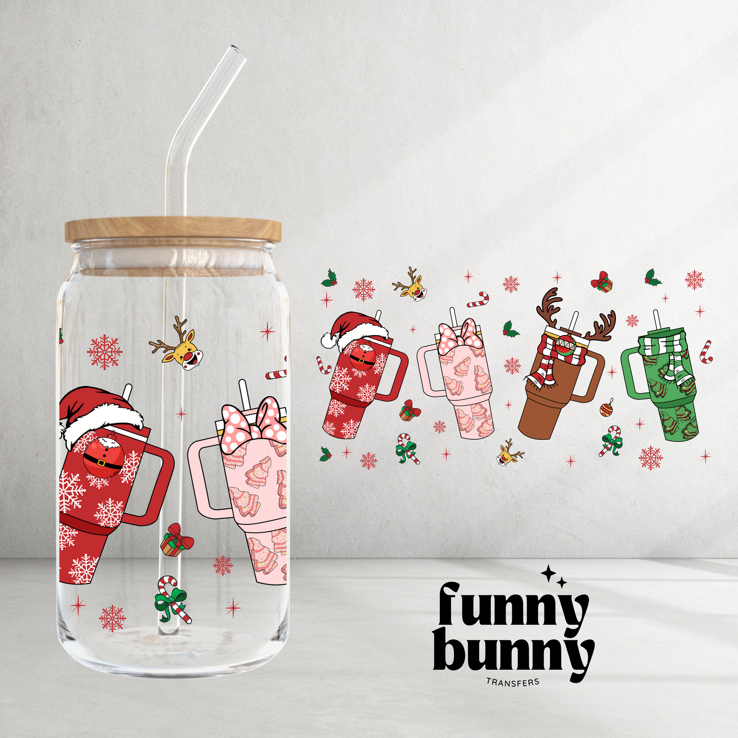 Decorated Holiday Tumblers - 16oz UVDTF Cup Wrap