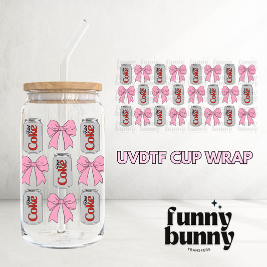 Diet Coke Pink Bows - 16oz UVDTF Cup Wrap