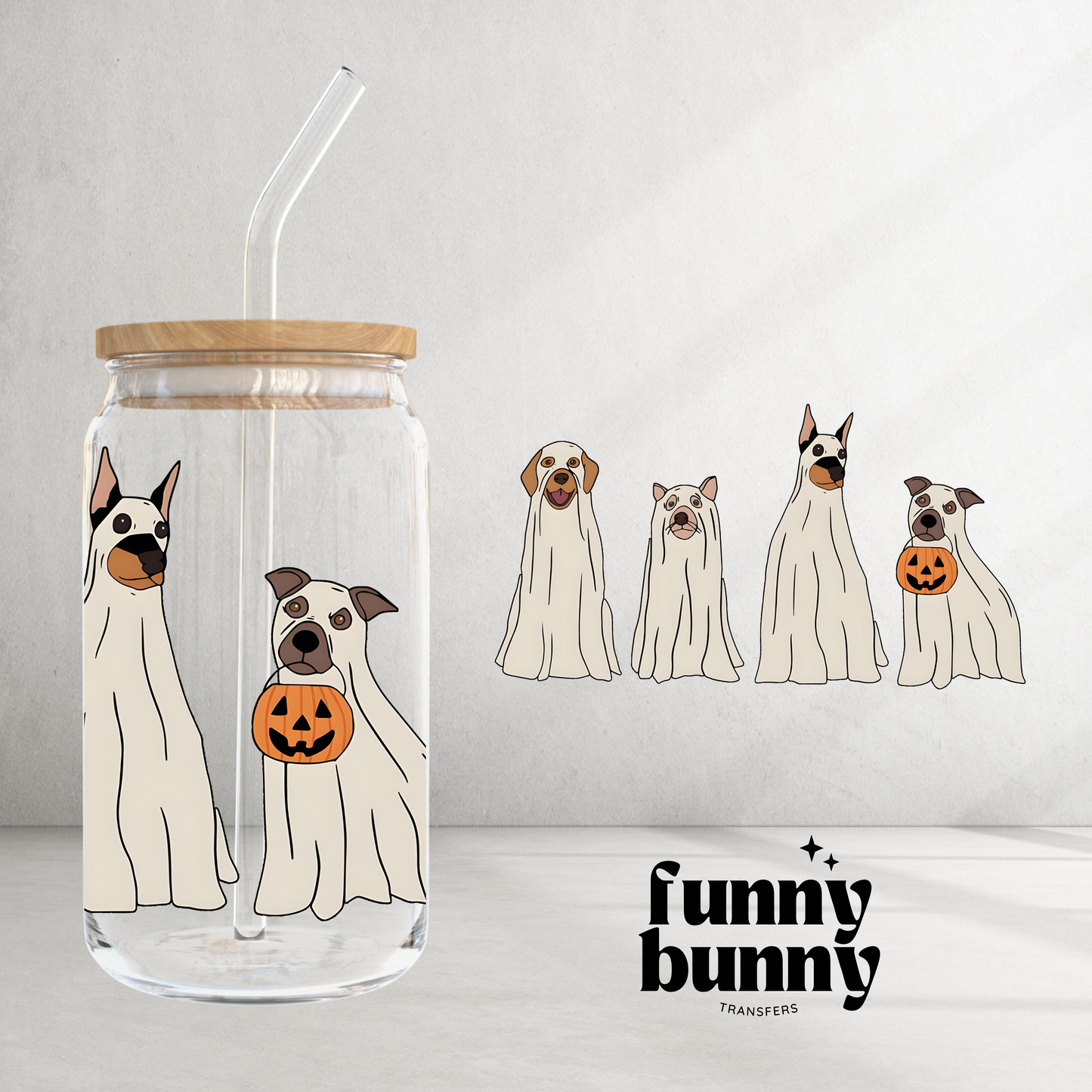 Dog Ghosts - 16oz UVDTF Cup Wrap