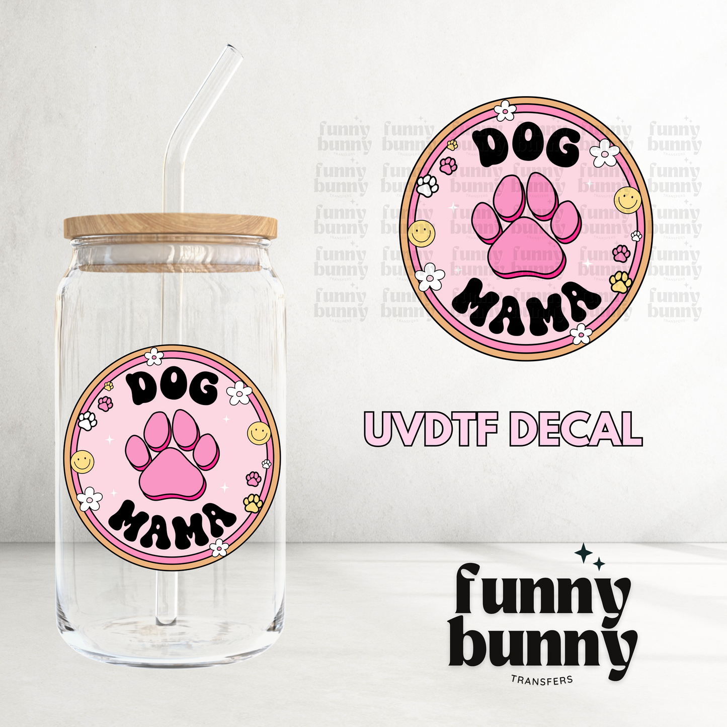 Dog Pink Paw Mama  - UVDTF Decal