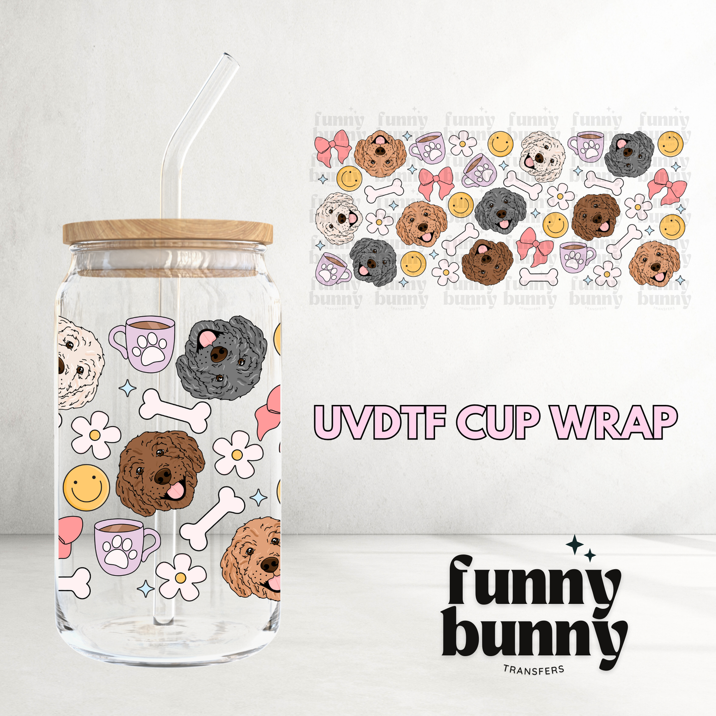 Doodle Dog - 16oz UVDTF Cup Wrap