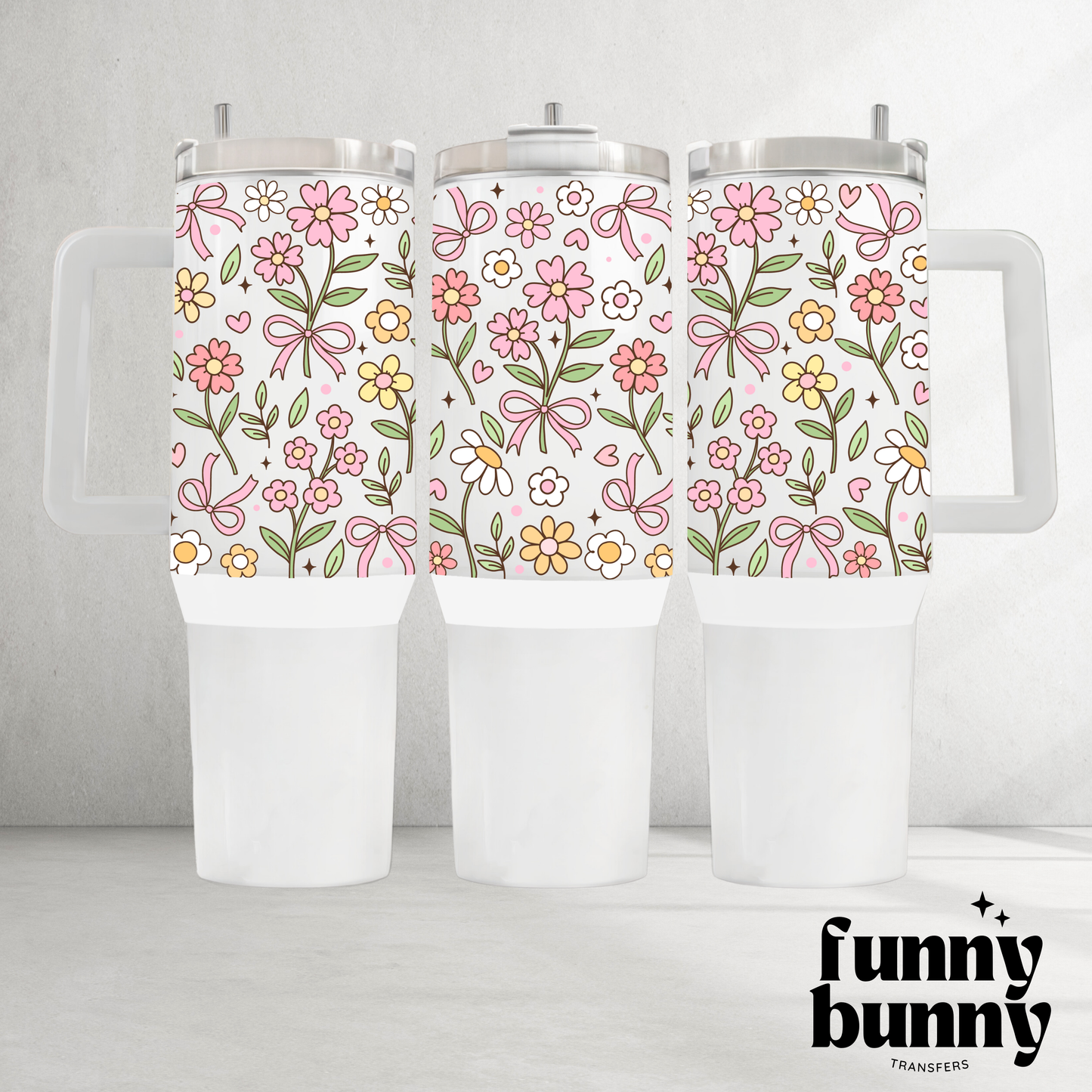 Doodle Spring Flowers - 40oz UVDTF Tumbler Wrap