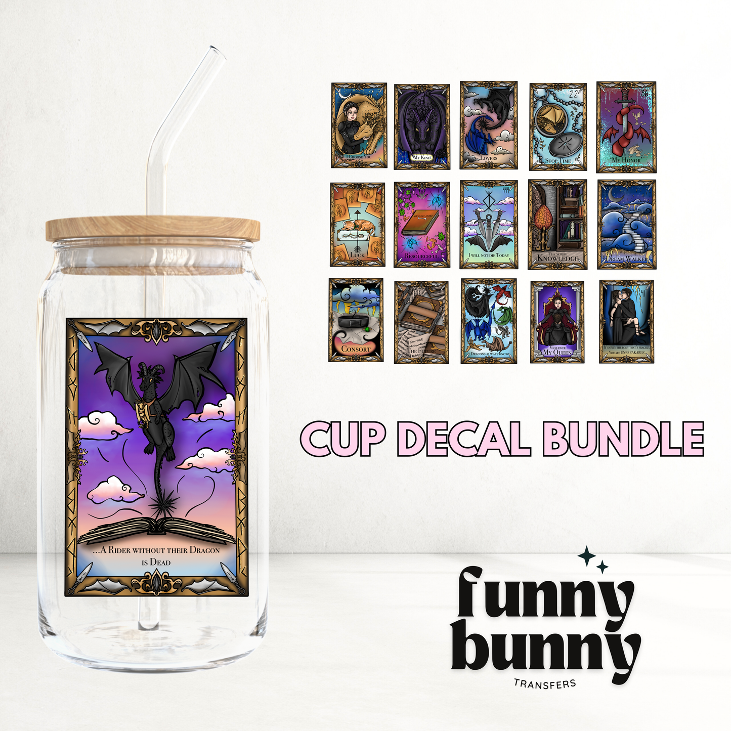 Dragon Rider Tarot Cards - UVDTF Decal Bundle