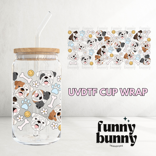 English Bulldog - 16oz UVDTF Cup Wrap