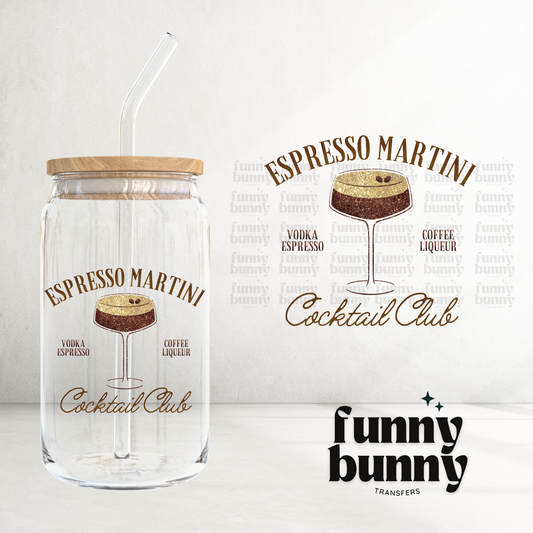 Expresso Martini Cocktail Club - UVDTF Decal