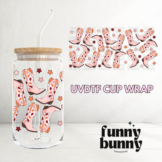 Fall Cowgirl Boots - 16oz UVDTF Cup Wrap