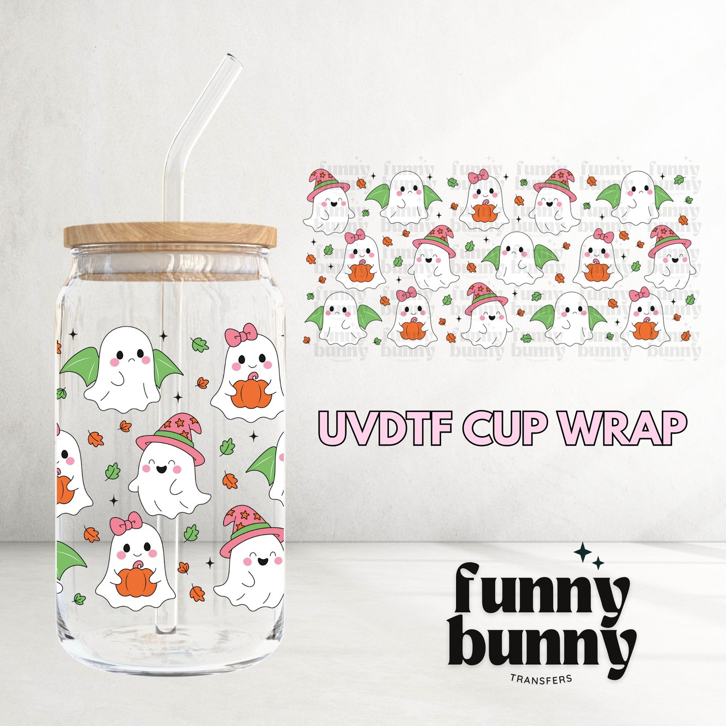 Fall Ghosties - 16oz UVDTF Cup Wrap