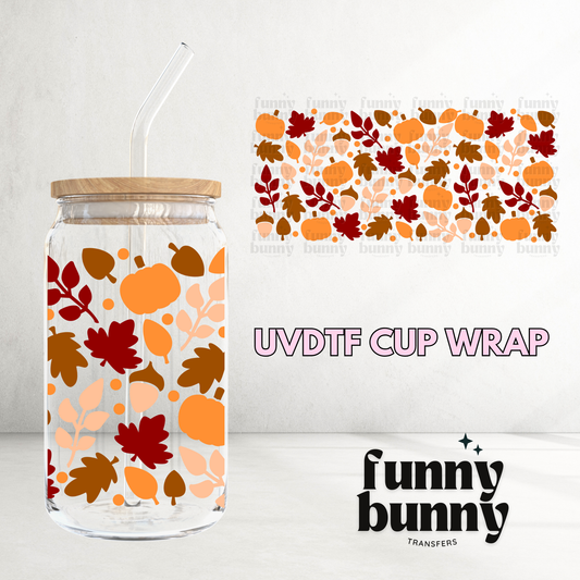 Fall Leaves Pumpkin - 16oz UVDTF Cup Wrap