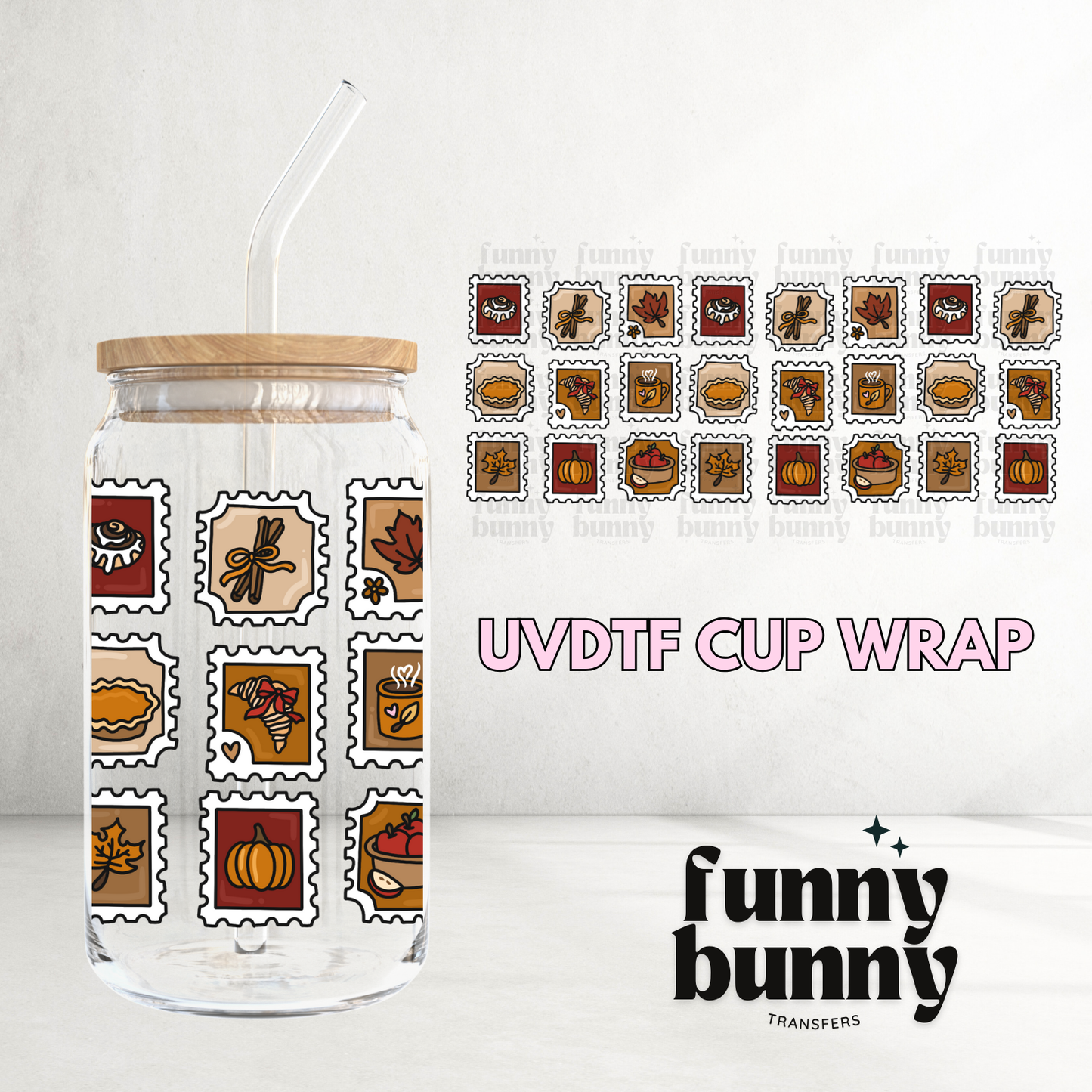 Fall Stamps - 16oz UVDTF Cup Wrap