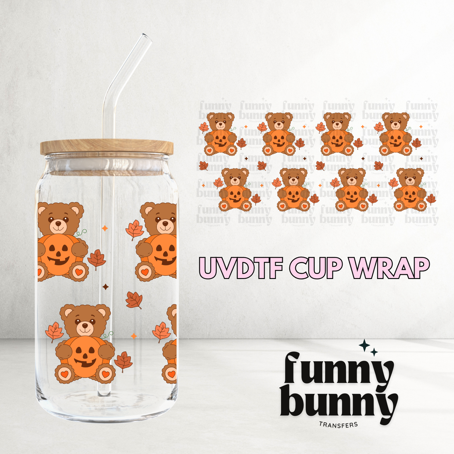 Fall Teddie - 16oz UVDTF Cup Wrap