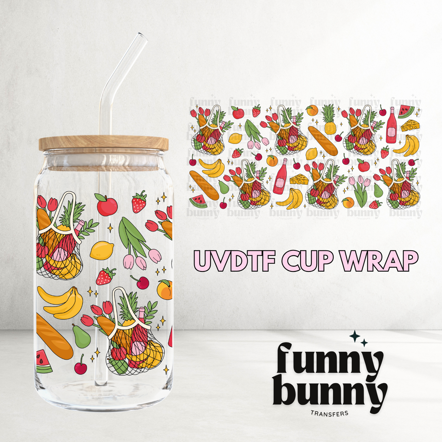 Farmers Market Fruit Essentials - 16oz UVDTF Cup Wrap