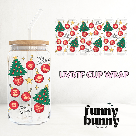 Feliz Navidad Ornaments - 16oz UVDTF Cup Wrap