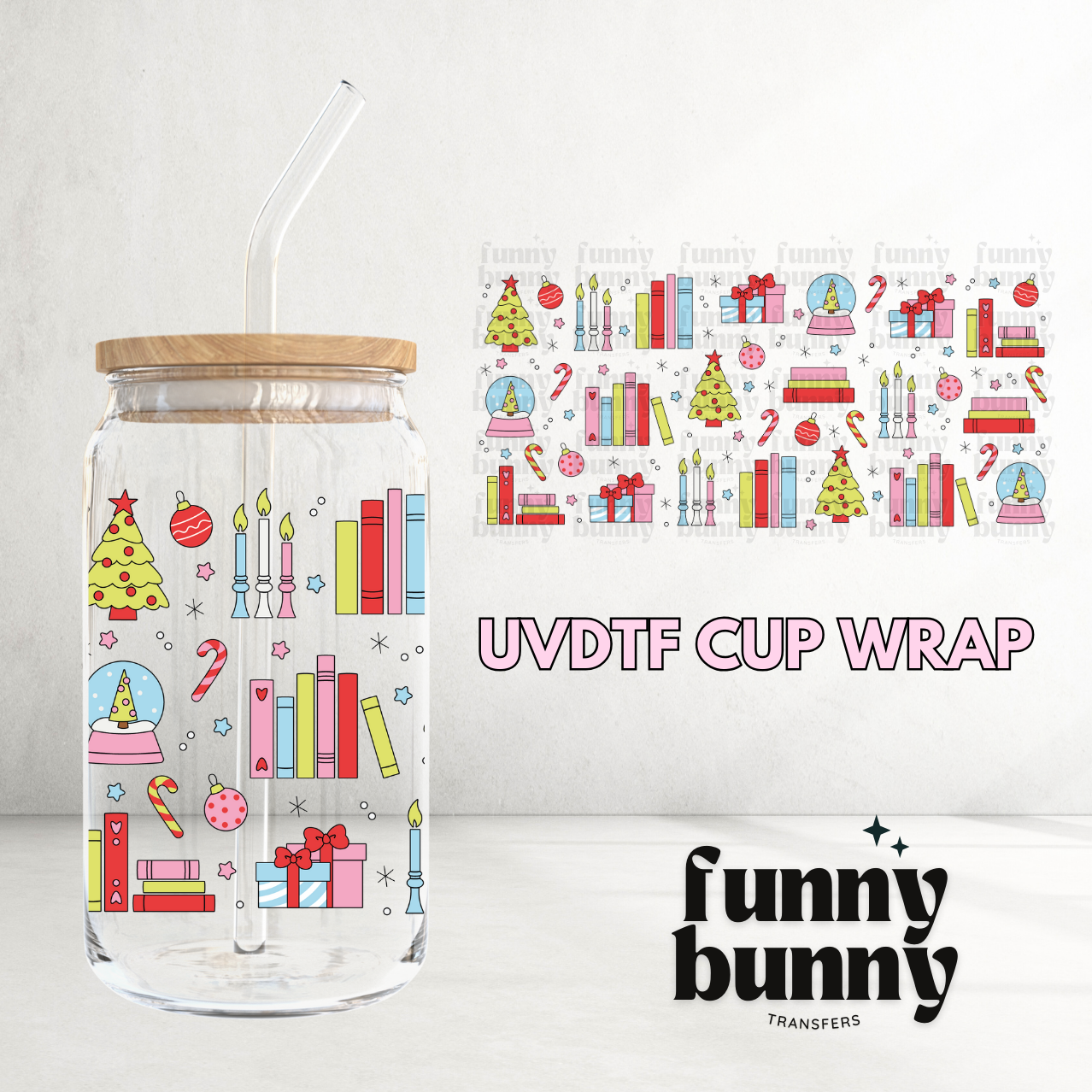 Festive Bookmas - 16oz UVDTF Cup Wrap
