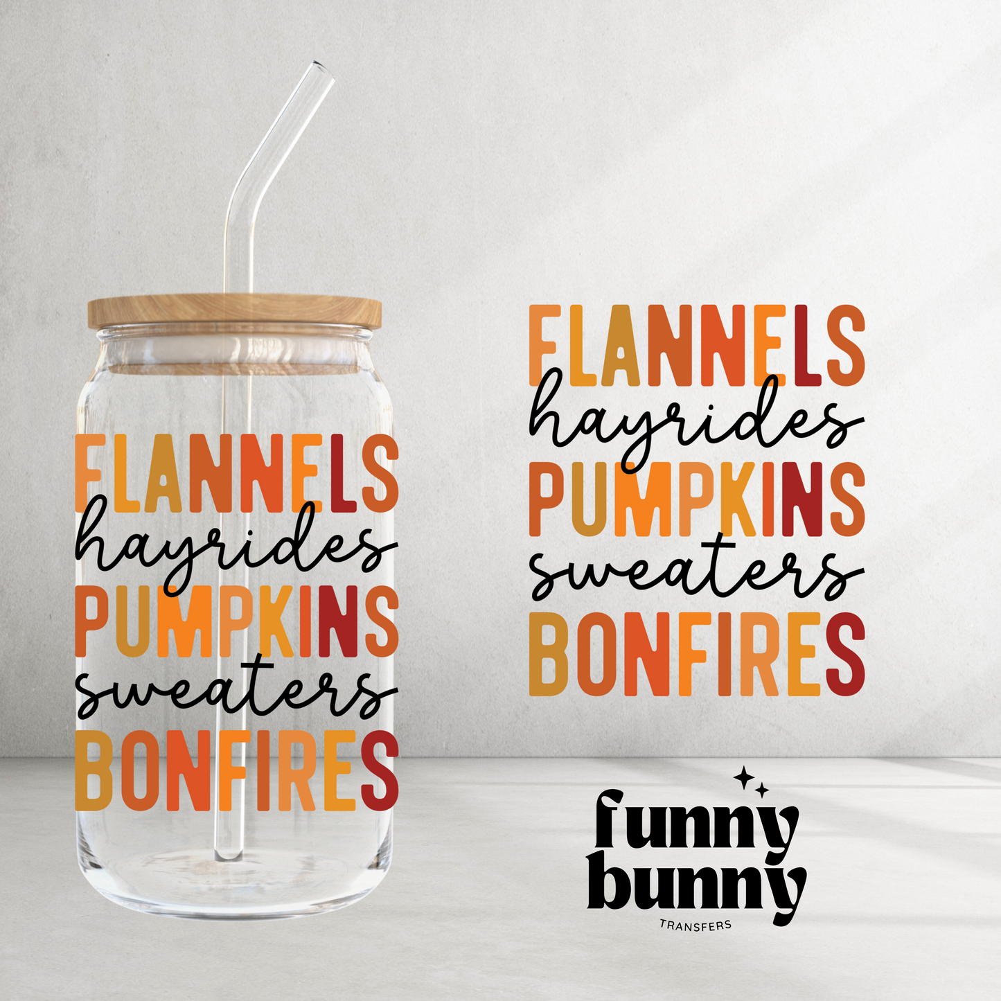 Flannel, Pumpkin, Bonfire - UVDTF Decal