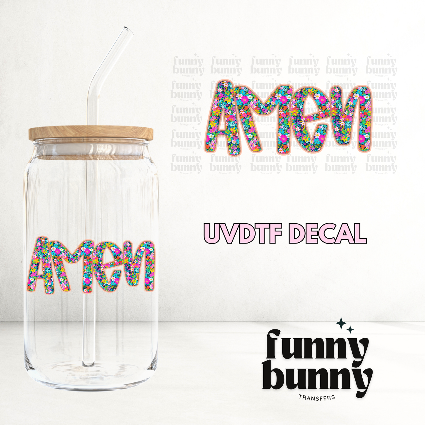 Floral Amen  - UVDTF Decal