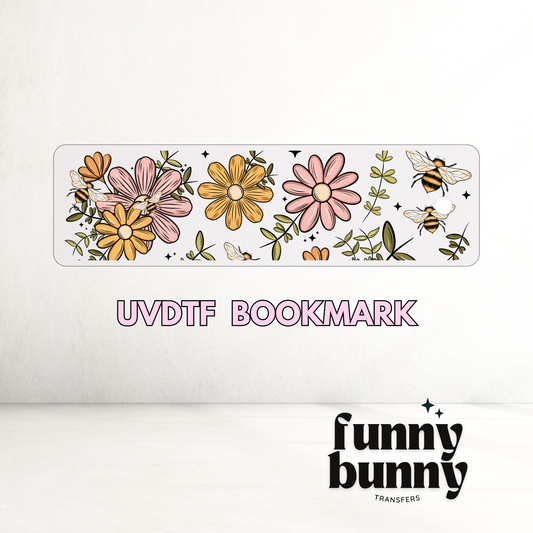 Floral Bees - UVDTF Bookmark Decal