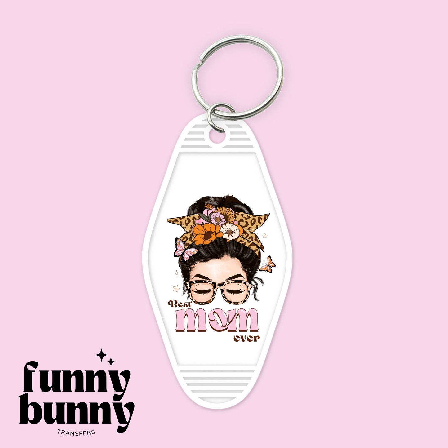 Floral Best Mom Ever - Motel Keychain