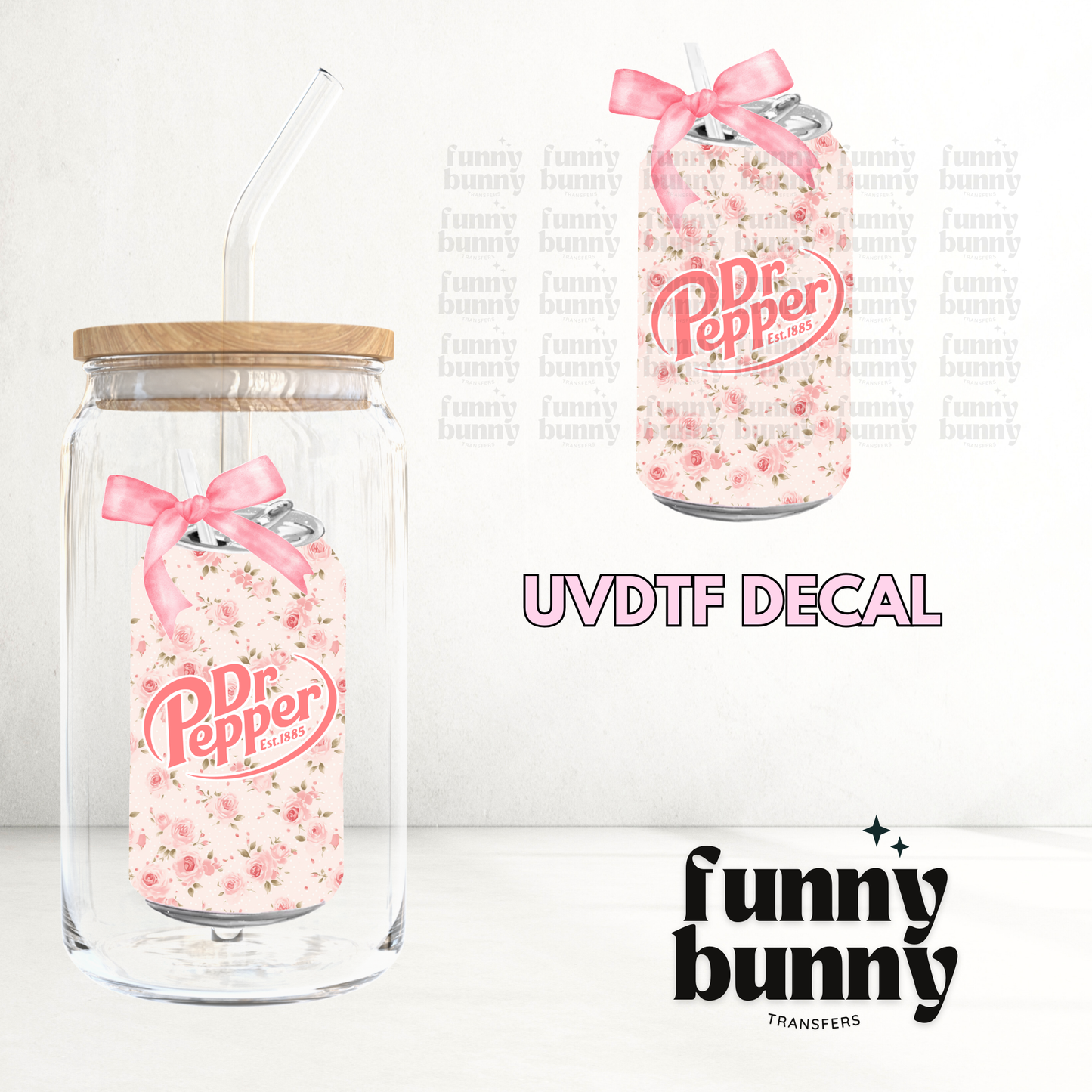 Floral Bow Dr. Pepper - UVDTF Decal