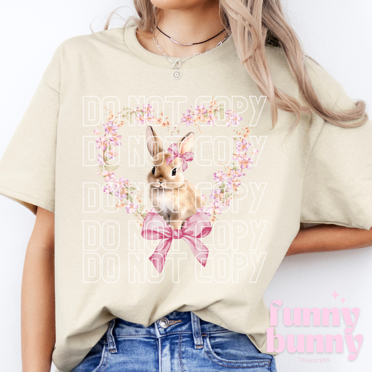 Floral Heart Bunny - DTF Transfer