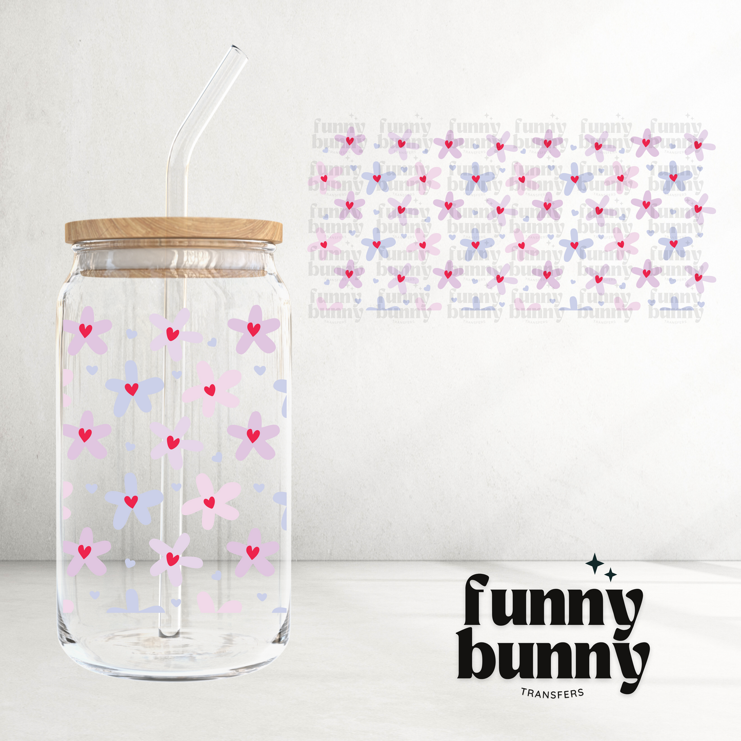 Floral Hearts - 16oz UVDTF Cup Wrap