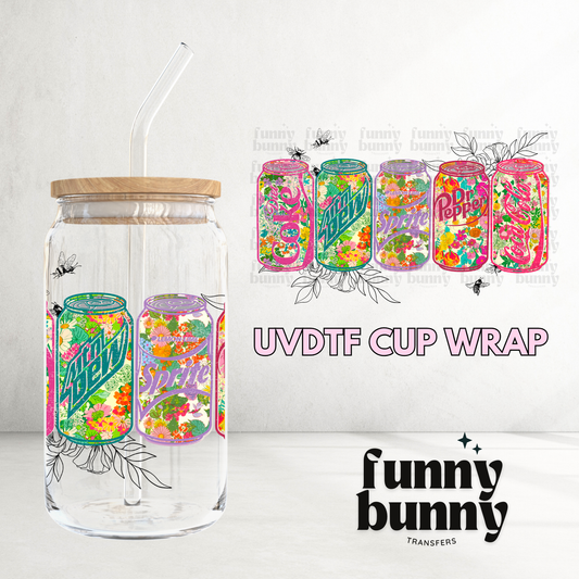 Floral Soda Cans - 16oz UVDTF Cup Wrap