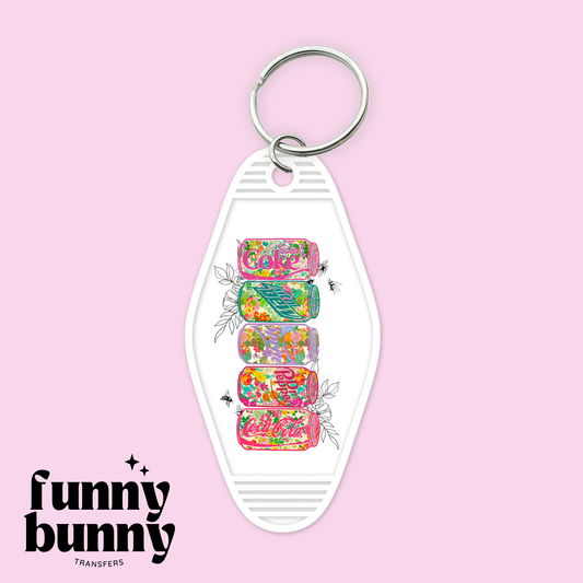 Floral Soda Cans - Motel Keychain