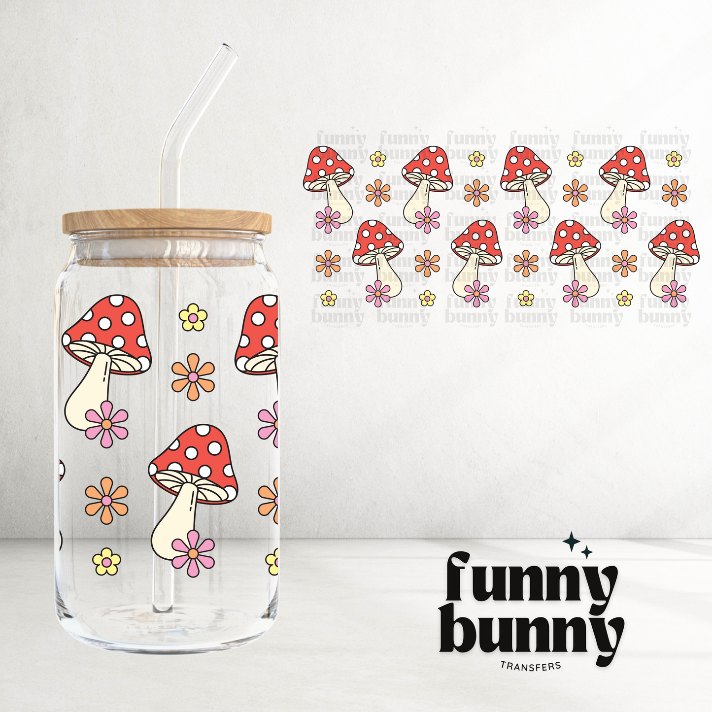 Flower Mushies -  16oz UVDTF Cup Wrap