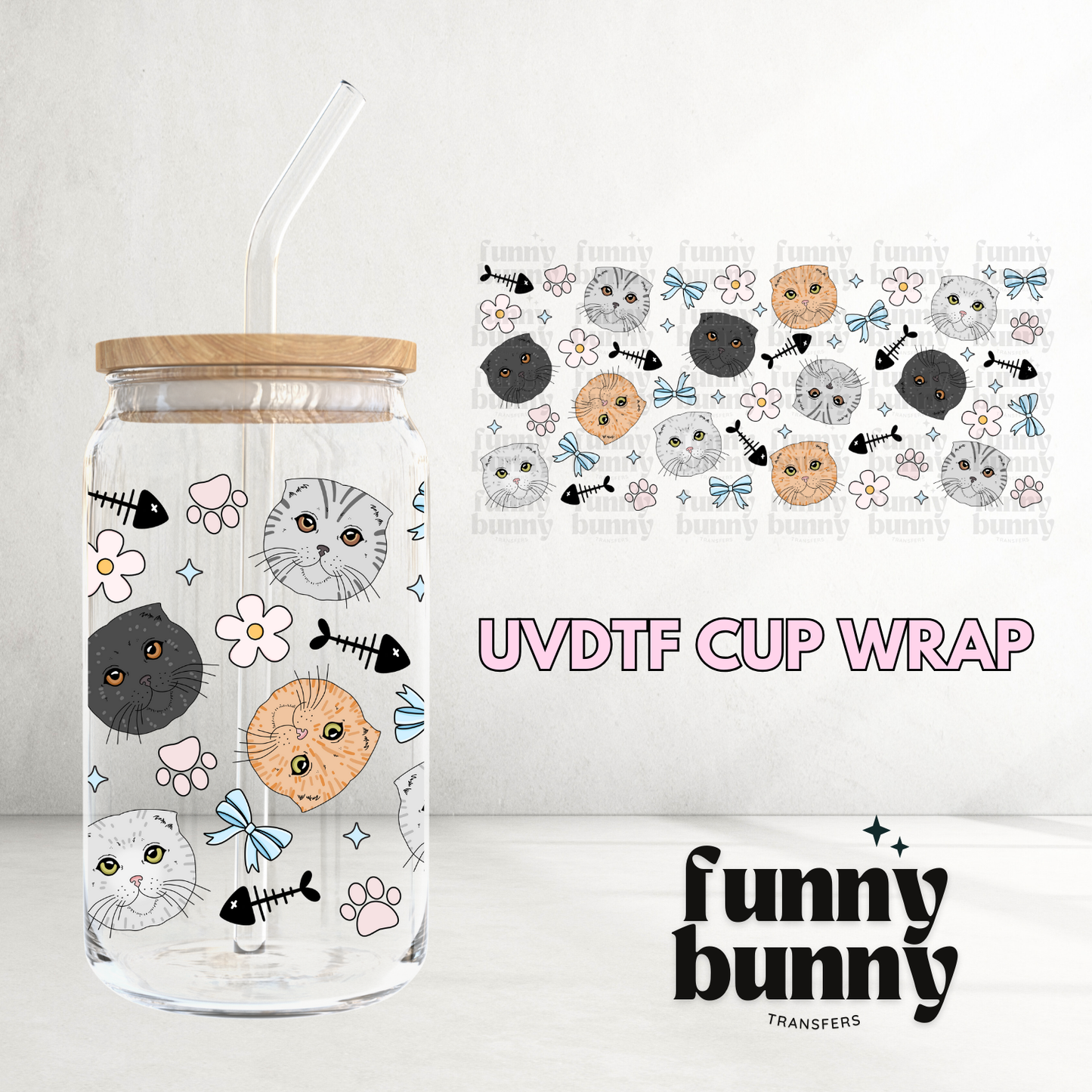 Fold Kitty - 16oz UVDTF Cup Wrap