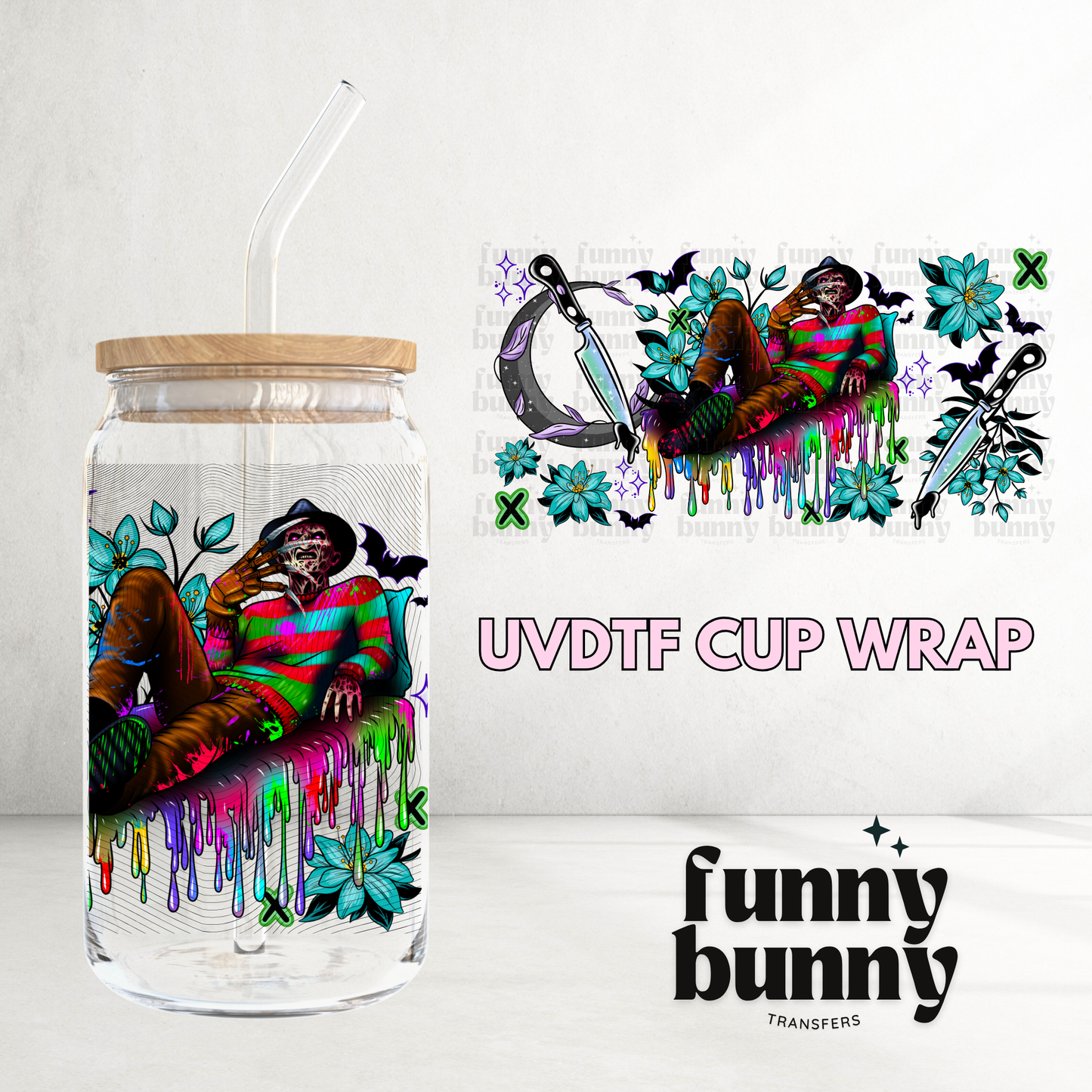 Freddy Floral - 16oz UVDTF Cup Wrap