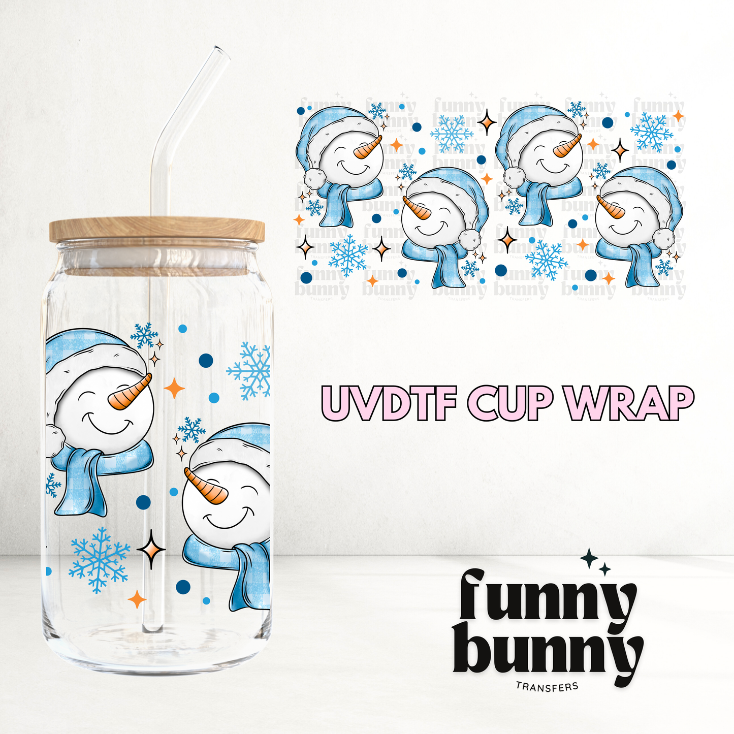 Frosty Snowman - 16oz UVDTF Cup Wrap