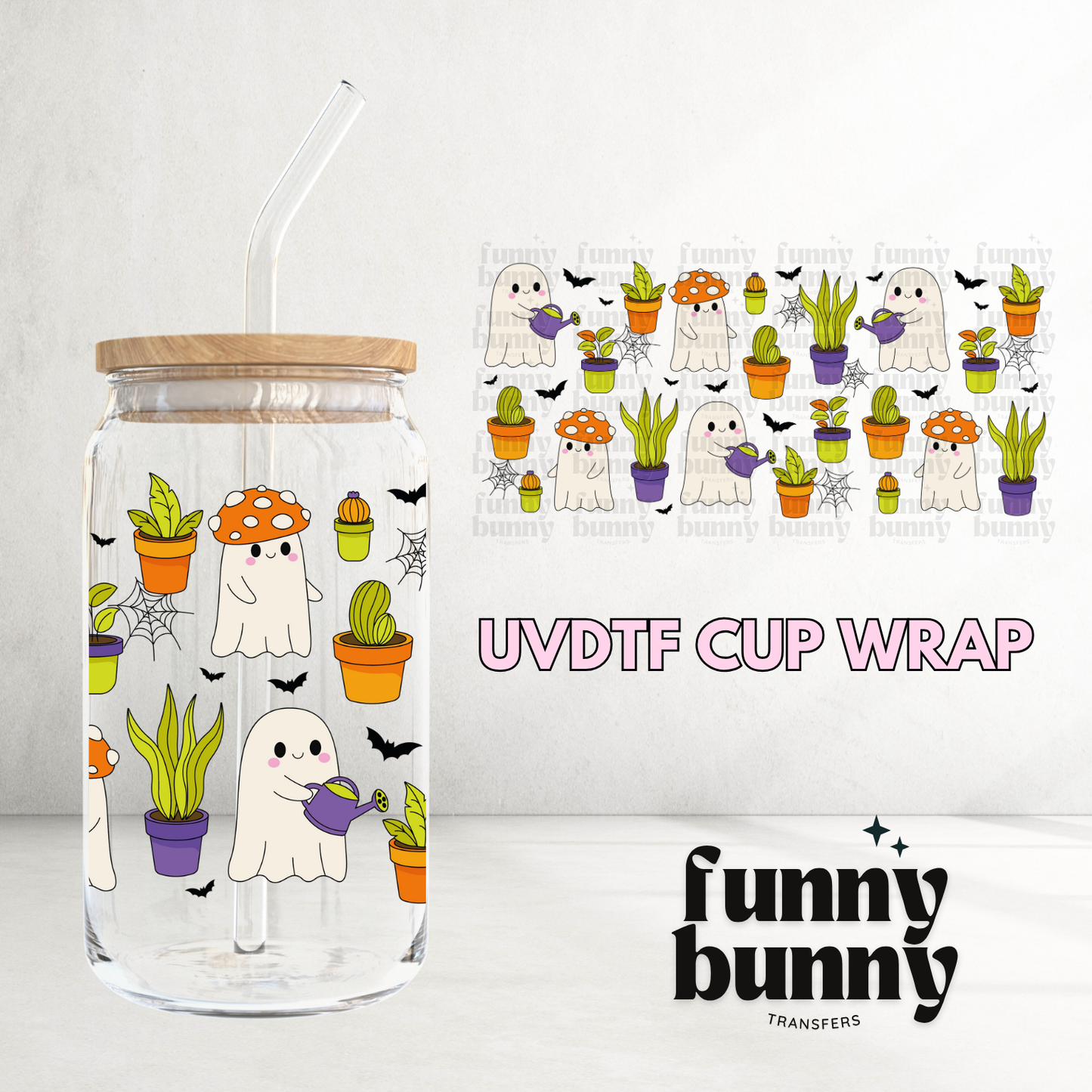 Ghost & Plants 2.0 - 16oz UVDTF Cup Wrap