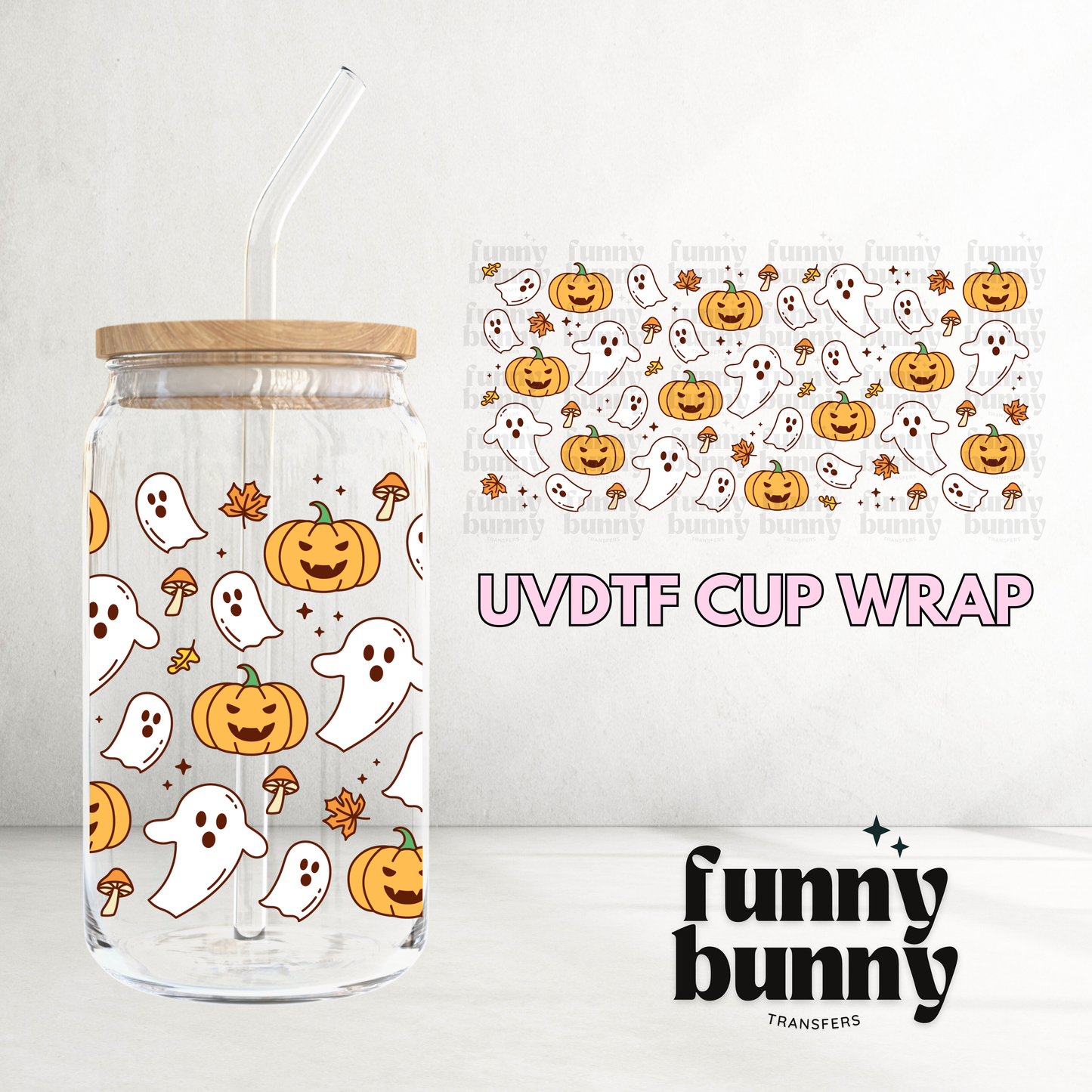 Ghost & Pumpkins - 16oz UVDTF Cup Wrap