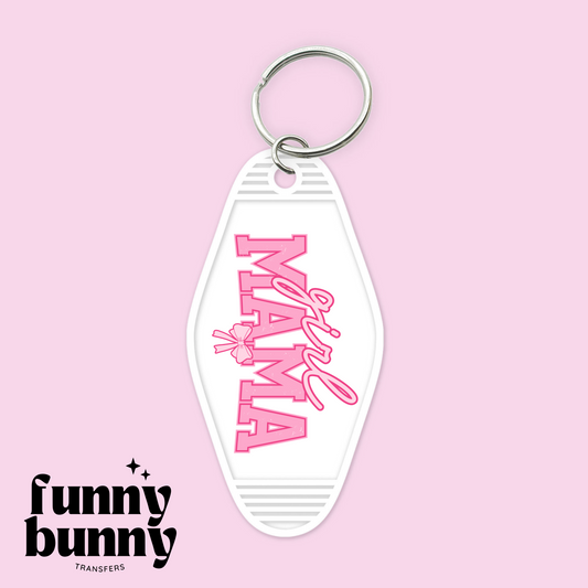 Girl Mama Pink Bow - Motel Keychain