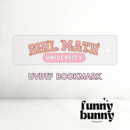 Girl Math University Pastel Pink - UVDTF Bookmark Decal