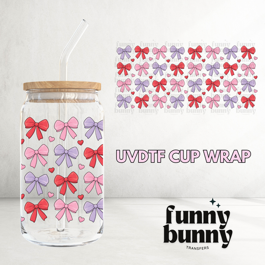 Girly Bow Ties & Hearts - 16oz UVDTF Cup Wrap