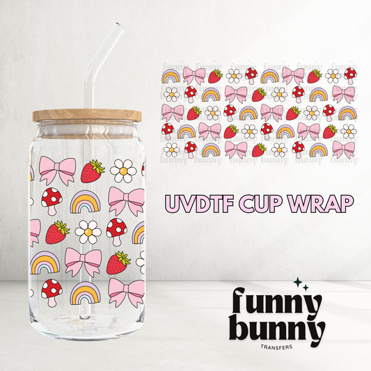 Girly Bows & Rainbows -  16oz UVDTF Cup Wrap