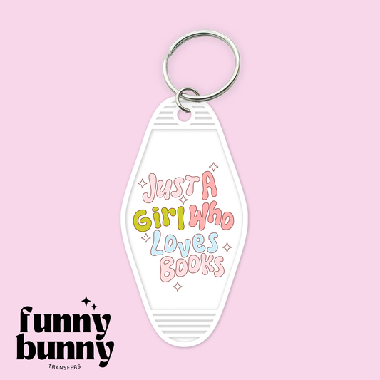 Girly Who Loves Books - Motel Keychain