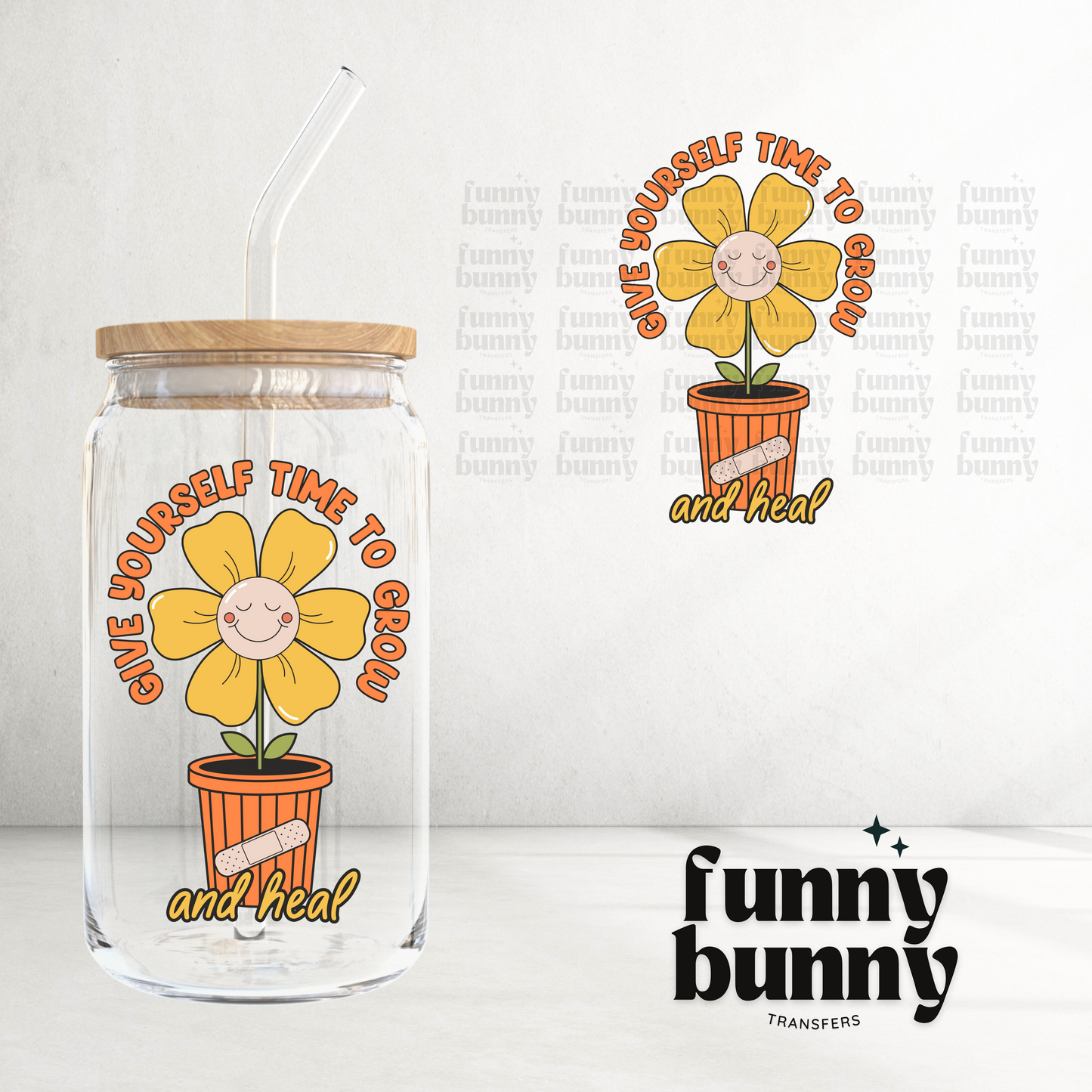 Give Yourself Time To Grow Flower - UVDTF Decal