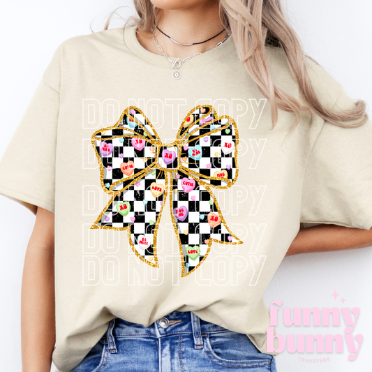 Glitter Checkered Bow - DTF Transfer